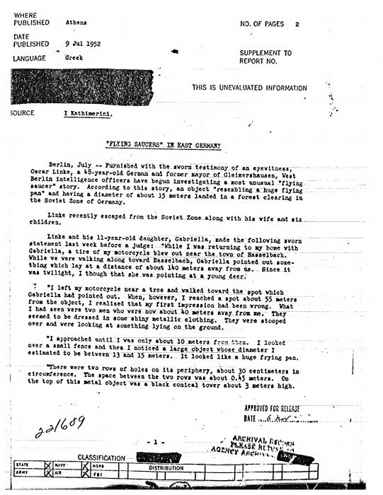Η CIA δημοσίευσε έγγραφα και φωτογραφίες από UFO -Αναφορά και στην Ελλάδα [εικόνες] | iefimerida.gr 1