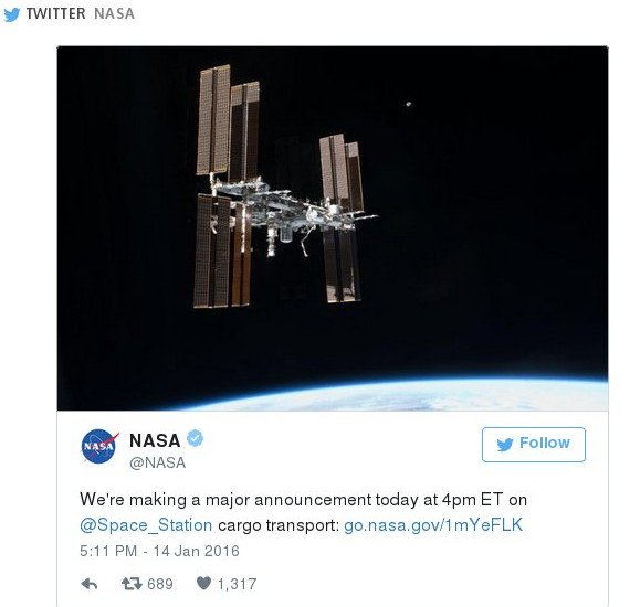 Η NASA θα κάνει μια «μεγάλη» ανακοίνωση –Για την τροφοδοσία του ISS [εικόνα] | iefimerida.gr 0