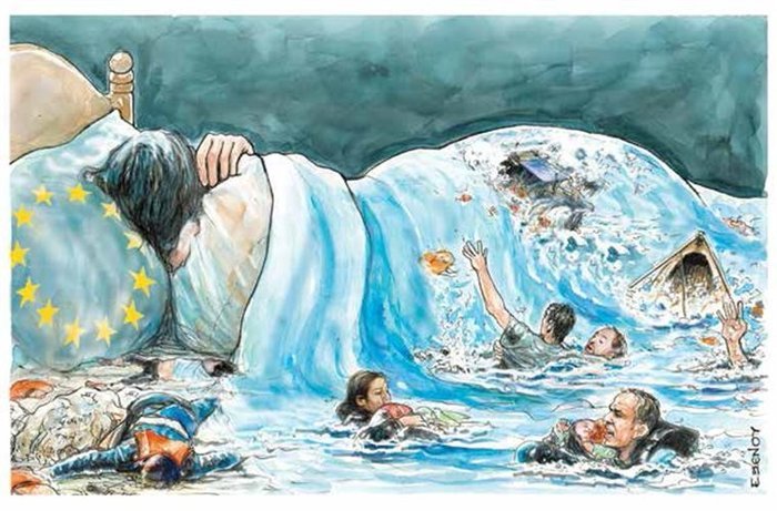 Μετέωρο βήμα στη Ρόδο - 28 σκιτσογράφοι για το προσφυγικό. Στα εγκαίνια, ο ΠτΔ [εικόνες] | iefimerida.gr 6