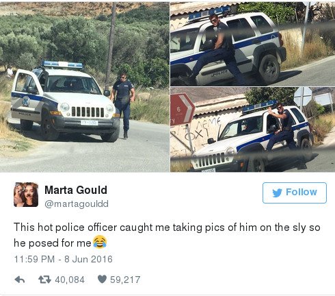 Τουρίστρια φωτογράφισε Ελληνα αστυνομικό και το Twitter «τρελάθηκε» μαζί του [εικόνες] | iefimerida.gr 2