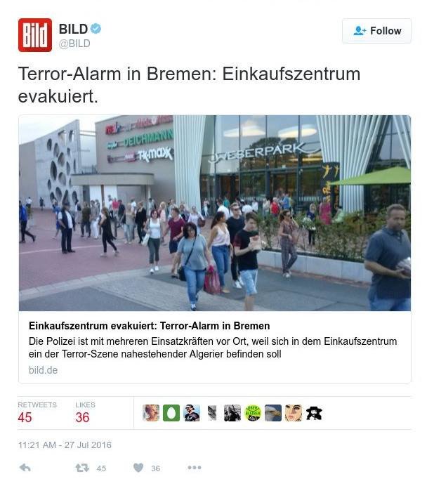 Εκκενώθηκε εμπορικό κέντρο στη Βρέμη -Δεν είναι αντιτρομοκρατική επιχείρηση λέει η αστυνομία | iefimerida.gr 0