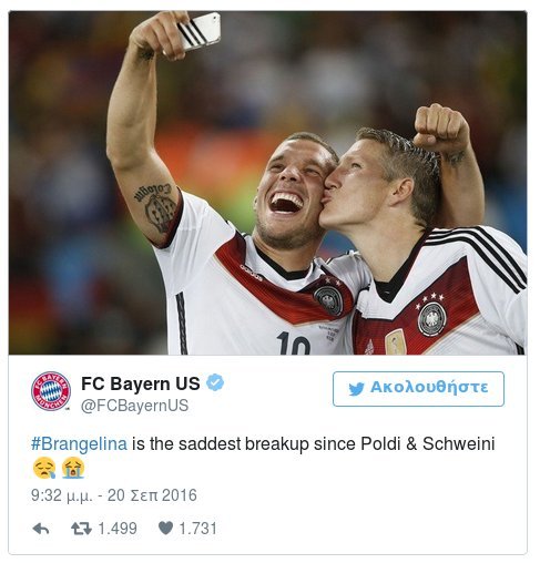 Το απίστευτο tweet της... Μπάγερν Μονάχου για το διαζύγιο Τζολί-Πιτ [εικόνα] | iefimerida.gr 0