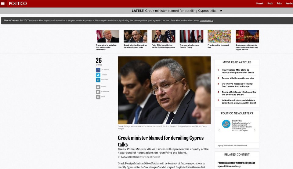Politico: Πετάνε έξω από τις διαπραγματεύσεις για το Κυπριακό τον Κοτζιά | iefimerida.gr 0