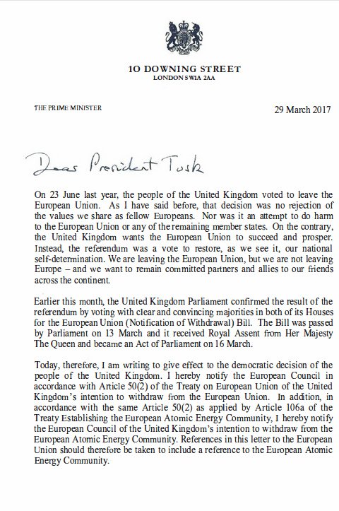 Το Brexit ξεκίνησε και επίσημα -Ο Τουσκ παρέλαβε την επιστολή της Μέι | iefimerida.gr 1