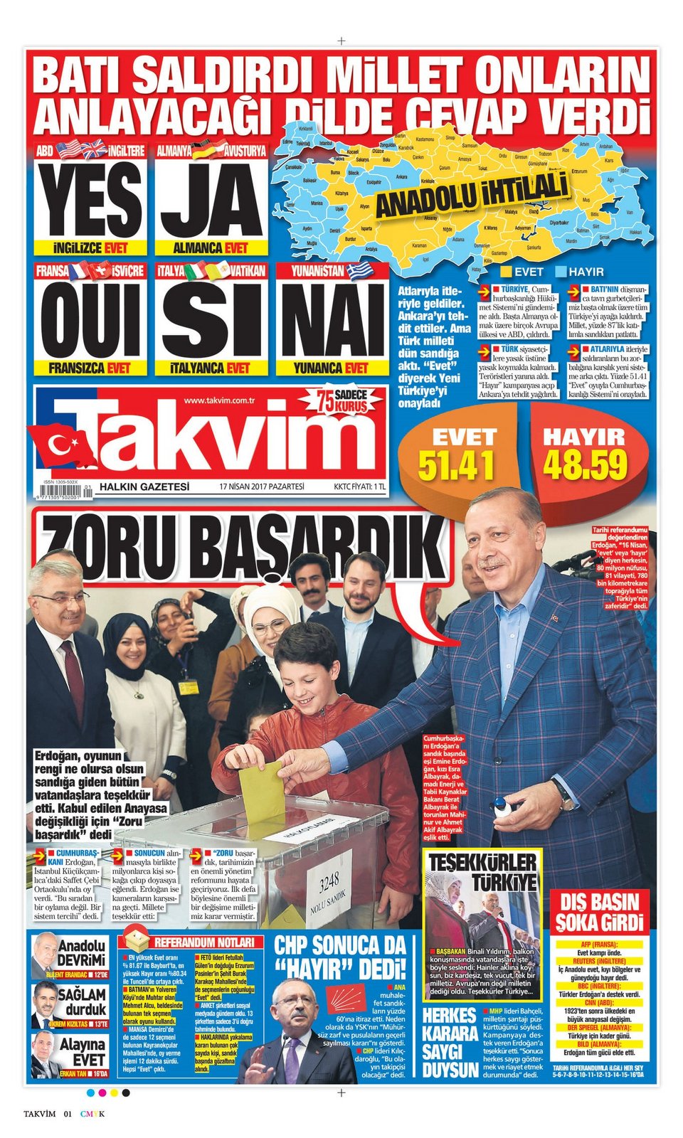 Προκλητικό πρωτοσέλιδο τούρκικης εφημερίδας- Με το «ναι» του δημοψηφίσματος στα ελληνικά [εικόνα] | iefimerida.gr 0