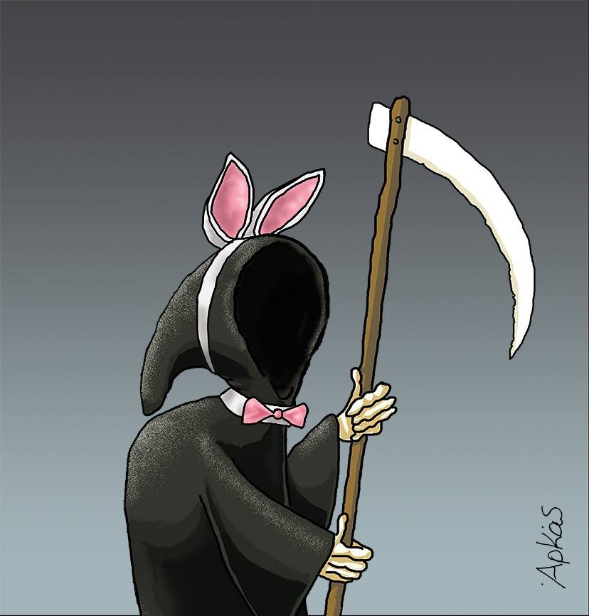 Ο χάρος έγινε... κουνελάκι -Το σκίτσο του Αρκά για τον θάνατο του Χιου Χέφνερ [εικόνα] | iefimerida.gr 0