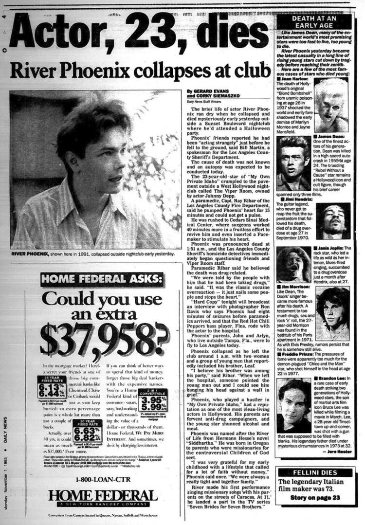 Σαν σήμερα πέθανε ο Ρίβερ Φίνιξ -Στα 23 του χρόνια, έσβησε έξω από το κλαμπ του Τζόνι Ντεπ [εικόνες&βίντεο] | iefimerida.gr 1