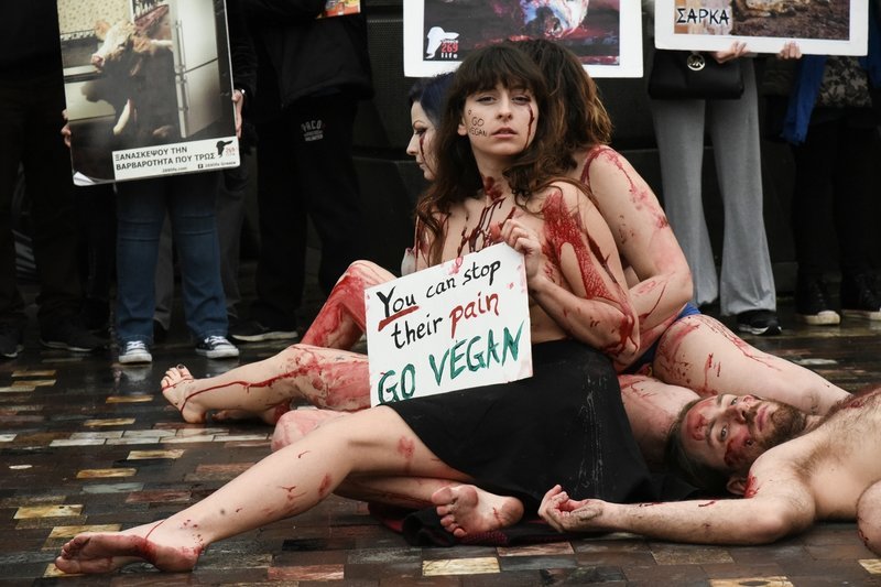  Γυμνόστηθες Vegan διαμαρτυρήθηκαν στο Μοναστηράκι για τα δικαιώματα των ζώων [εικόνες] | iefimerida.gr 0