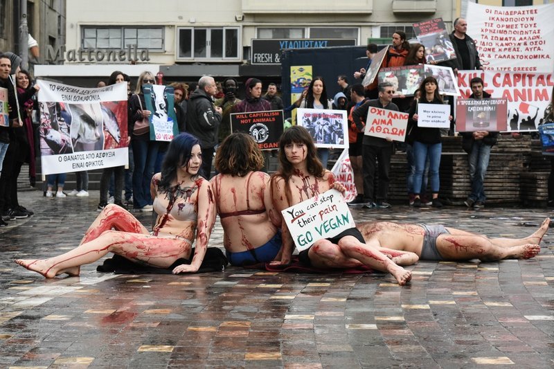  Γυμνόστηθες Vegan διαμαρτυρήθηκαν στο Μοναστηράκι για τα δικαιώματα των ζώων [εικόνες] | iefimerida.gr 1