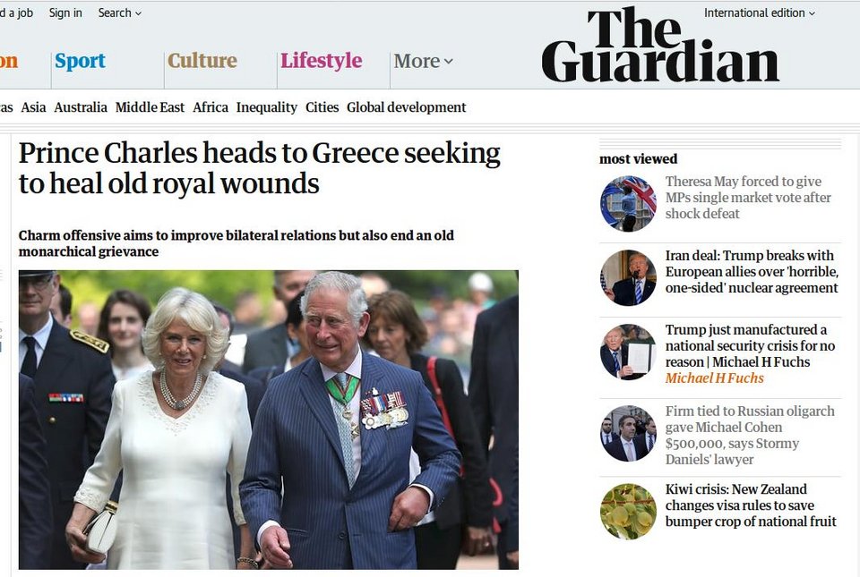 Guardian: Ο Κάρολος πάει στην Ελλάδα για να γιατρέψει «παλιές πληγές» | iefimerida.gr 1