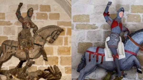 Νέα τραγική απόπειρα συντήρησης: Εφτιαξαν τη μορφή του Αγίου Γεωργίου να μοιάζει με καρτούν [εικόνες]  | iefimerida.gr 0