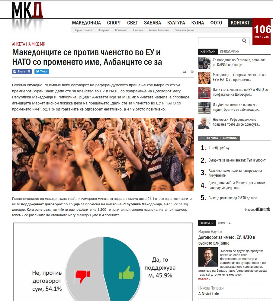 Δημοσκόπηση: «Οχι» λέει στη Συμφωνία των Πρεσπών το 54,1% των Σκοπιανών | iefimerida.gr 0