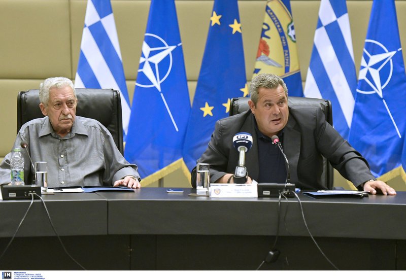 Ο Φώτης Κουβέλης και ο Πάνος Καμμένος/ Φωτογραφία intime news