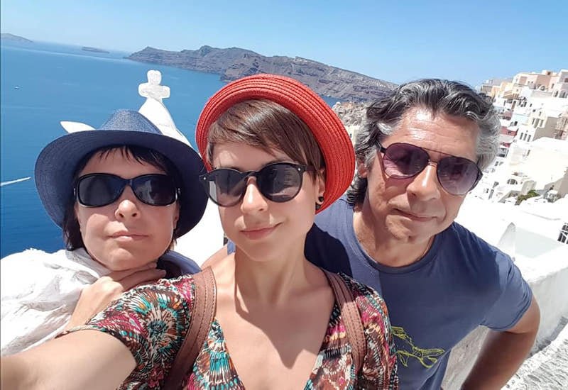 Η Όλγα Κούλντο με την κόρη της Γιούλια και τον σύζυγός της Όλεγκ.