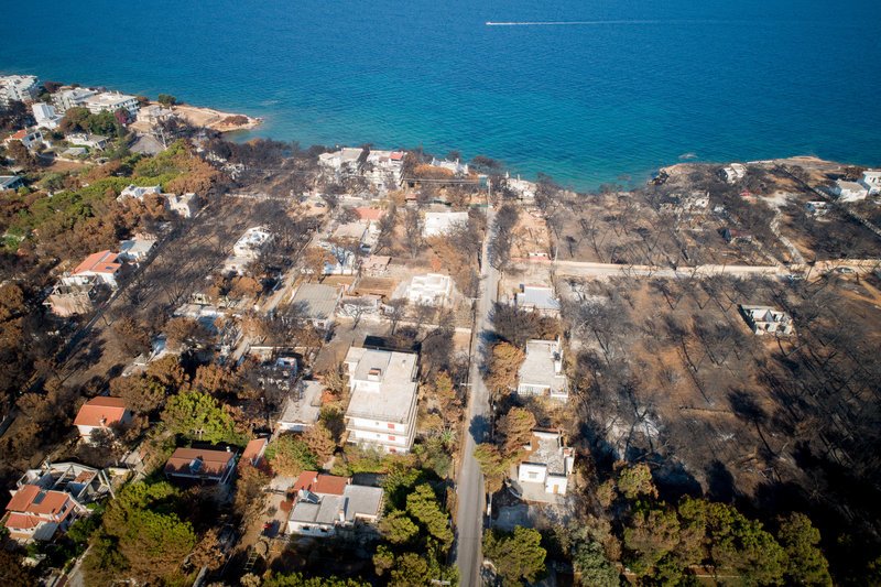 Η περιοχή στο Μάτι όπου εγκλωβίστηκαν δεκάδες άνθρωποι χάνοντας τη ζωή τους