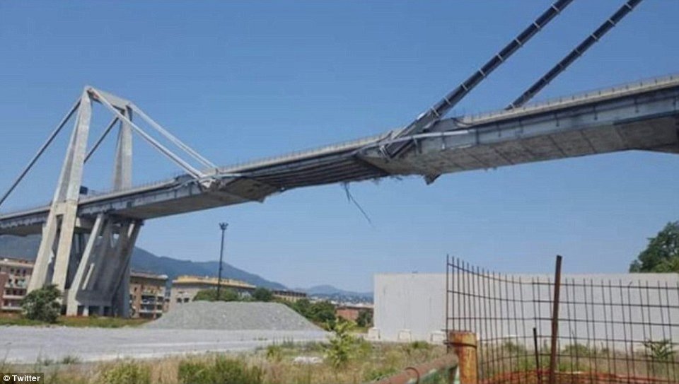 Η γέφυρα Μοράντι σε πρόσφατη φωτογραφία, πριν την κατάρρευσή της (Φωτογραφία: Twitter)