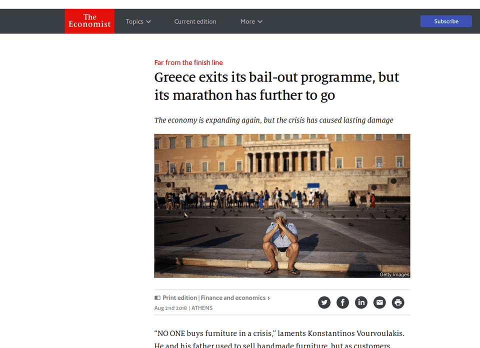  Economist: Η Ελλάδα έχει μαραθώνιο μπροστά της για να επιστρέψει στην κανονικότητα | iefimerida.gr 0