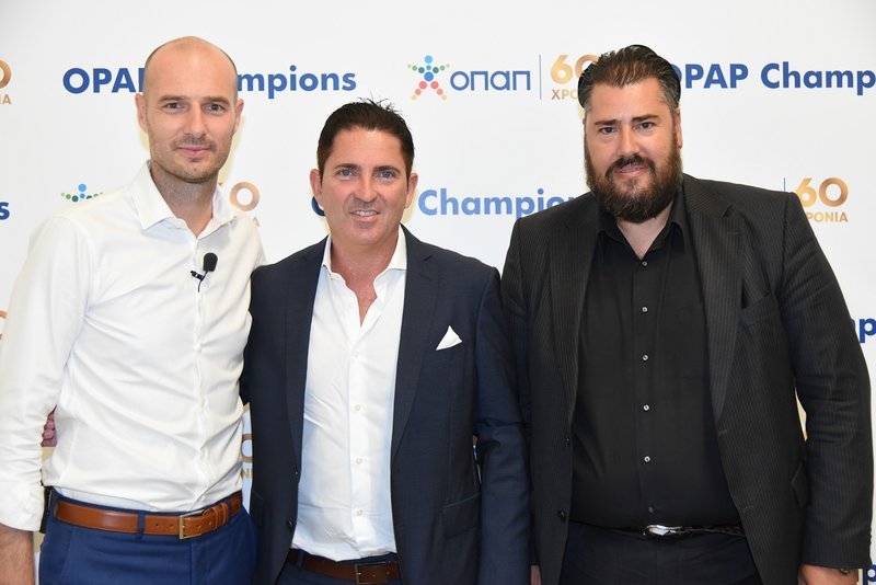 Πετρ Ματεγιόφσκι, Chief Customer Officer ΟΠΑΠ, Τσάβι Πασκουάλ, Προπονητής ΚΑΕ Παναθηναϊκός ΟΠΑΠ, Αριστείδης Χριστόπουλος, Εμπορικός Διευθυντής ΚΑΕ Παναθηναϊκός ΟΠΑΠ