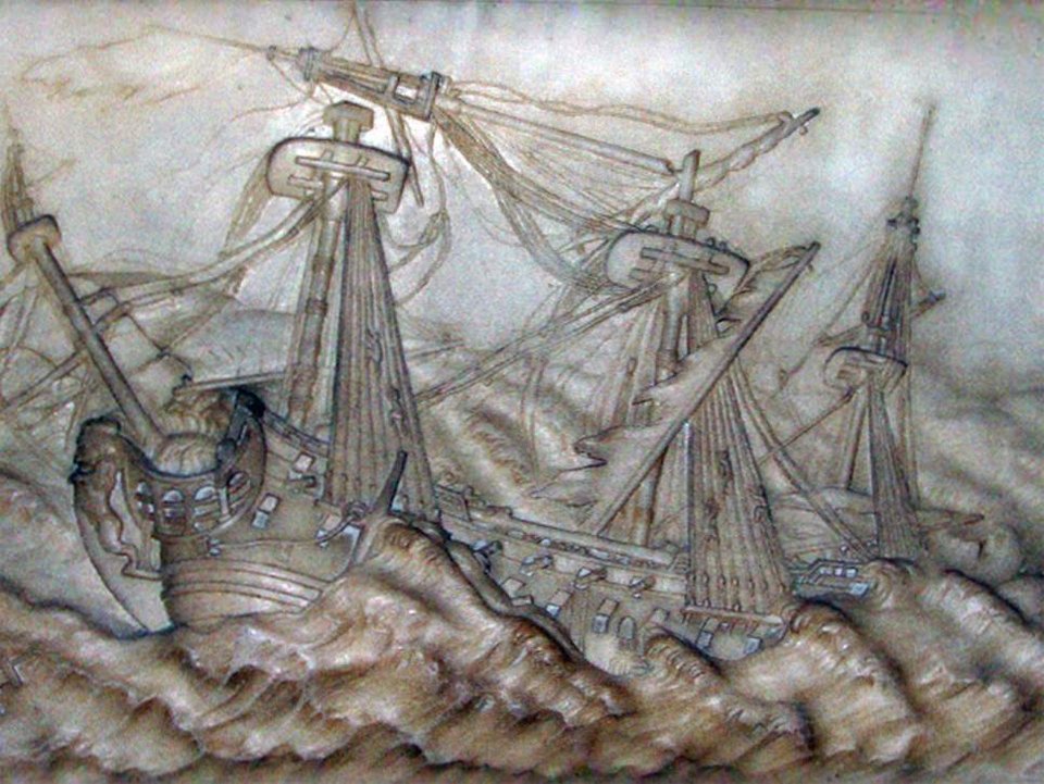 Λεπτομέρεια της βύθισης του HMS Victory ( Balchen Memorial στο Αββαείο του Ουεστμνίστερ στο Λονδίνο)