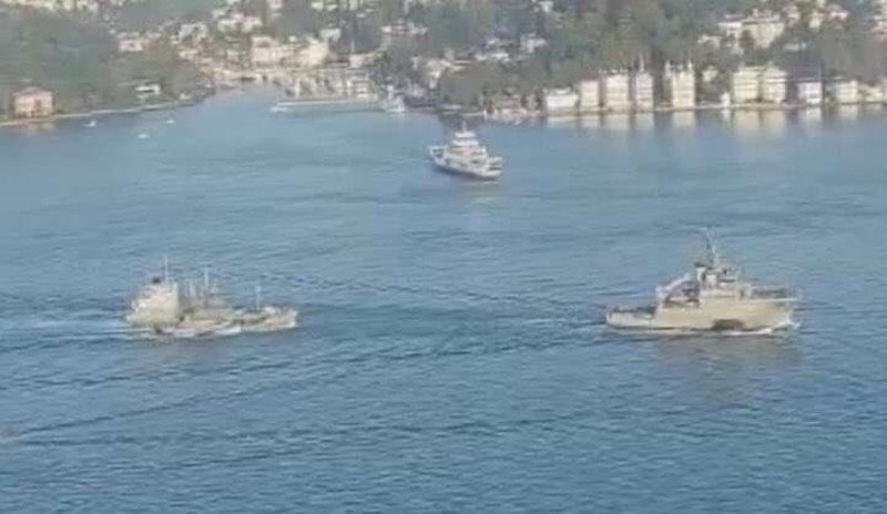 Το πλοίο που χρησιμοποιήθηκε ως στόχος ρυμουλκείται στον Βόσπορο προς την Μαύρη Θάλασσα- φωτογραφία militaire.gr