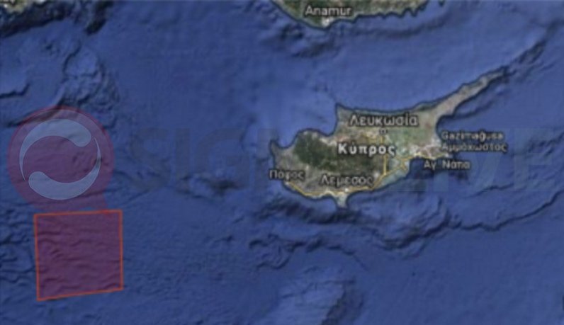 Το σημείο που δεσμεύει η τουρκική Navtex/ Φωτογραφία: sigmalive