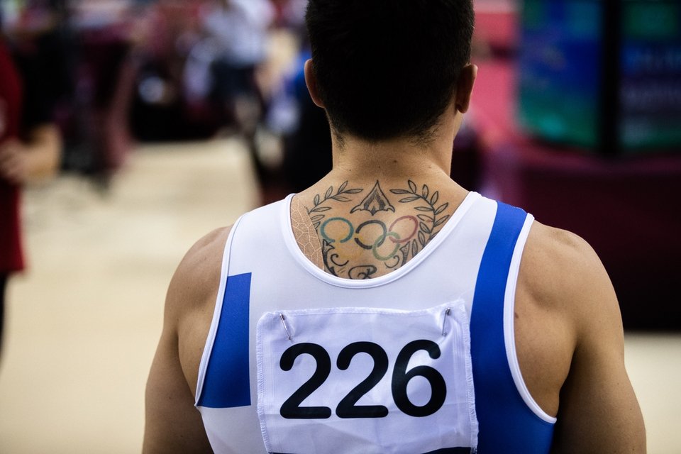 Το τατουάζ Πετρούνια με το σήμα των Ολυμπιακών Αγώνων -Στο Ρίο το 2016 είχε κατακτήσει ξανά το χρυσό -Φωτογραφία: Angelos Zymaras / AZSPORTSIMAGES / SOOC