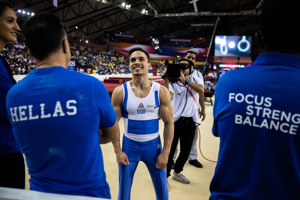 Προσπαθεί να το πιστέψει ο Λ. Πετρούνιας ότι έγραψε ιστορία στη Ντόχα -Φωτογραφία: Angelos Zymaras / AZSPORTSIMAGES / SOOC