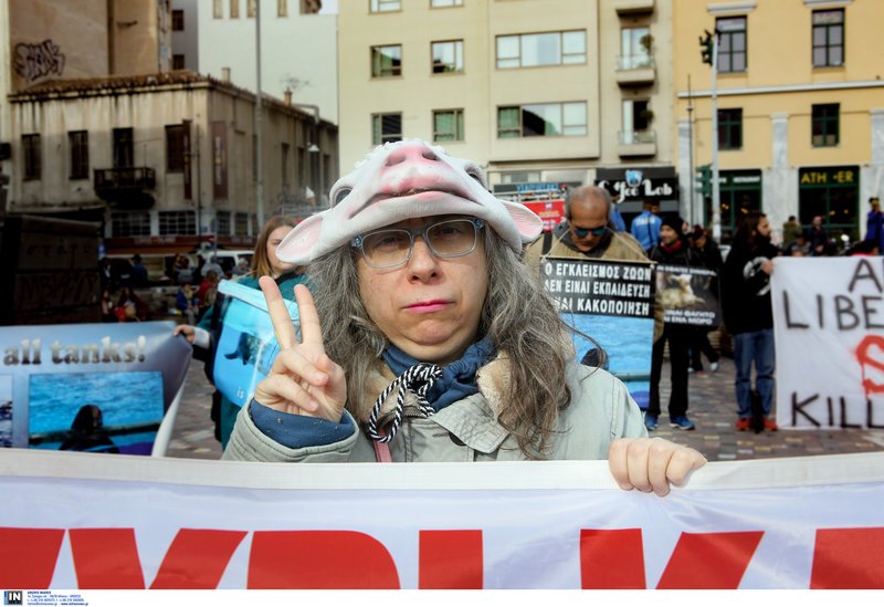 «Εφοδος» των Vegan στη Βαρβάκειο- Mε μάσκες γουρουνιών και μαύρα ρούχα [εικόνες]  | iefimerida.gr 7