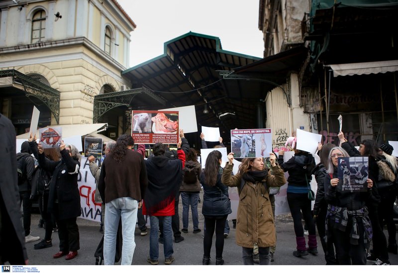 «Εφοδος» των Vegan στη Βαρβάκειο- Mε μάσκες γουρουνιών και μαύρα ρούχα [εικόνες]  | iefimerida.gr 6