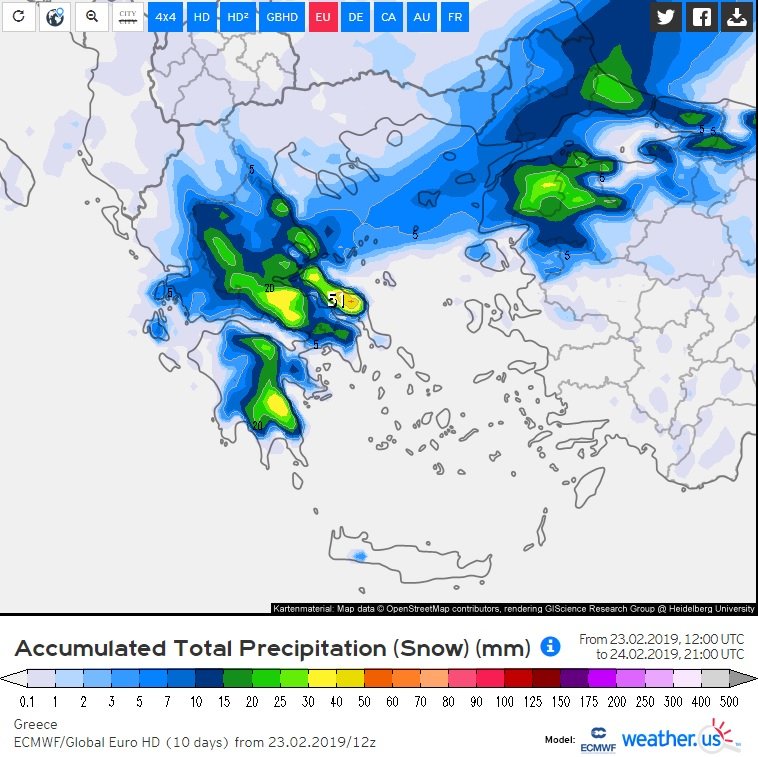 Καλλιάνος: Πού θα χιονίζει και πού θα βρέχει μέχρι και τη Δευτέρα [χάρτης] | iefimerida.gr 0