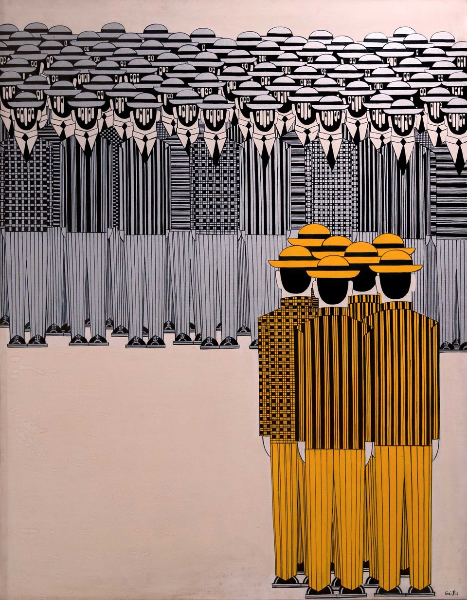 Γιάννης Γαΐτης, Παρέλαση, 1974, Λάδι σε Μουσαμά