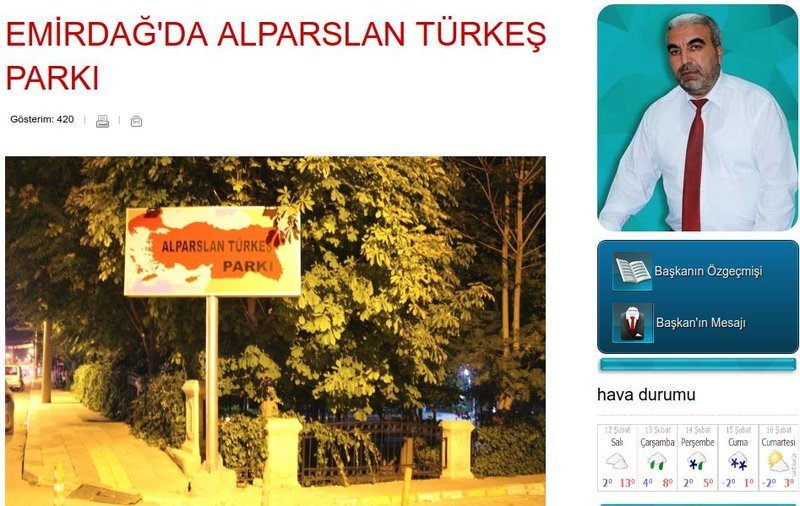 To δημοσίευμα στην ιστοσελίδα του δήμου. Δεξιά εικονίζεται ο Ουγούρ Σερντάρ Καργκίν / Φωτογραφία: Δήμος Emirdag