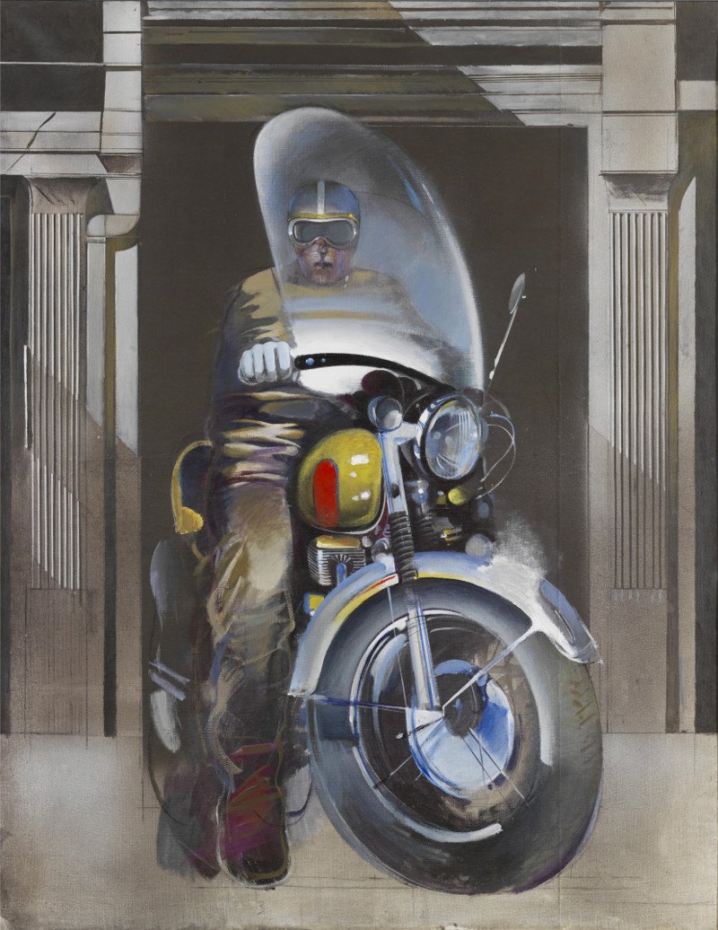 DIMITRIS MYTARAS (1933 - 2017), "Μοτοσικλετιστής", 210x164εκ., Ακρυλικό σε καμβά,1970-74