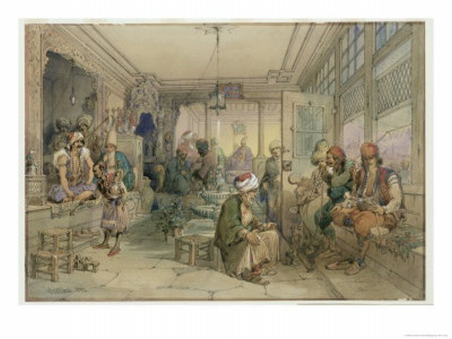 Καφενείο στην Κωνσταντινούπολη, 1854 (έργο του Preziosi, Aloysius Rosarius Amadeus Raymondus Andreas 5th Count Preziosi, φωτογραφία: Wikimedia Commons)
