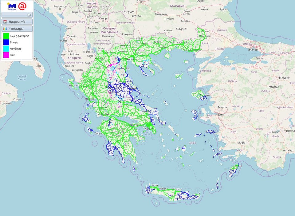 Οι καιρικές συνθήκες που θα επικρατήσουν στο οδικό δίκτυο της χώρας μας, τις πρωινές ώρες της Παρασκευής 15/03/2019, σύμφωνα με τη νέα υπηρεσία ROADS του meteo.gr.