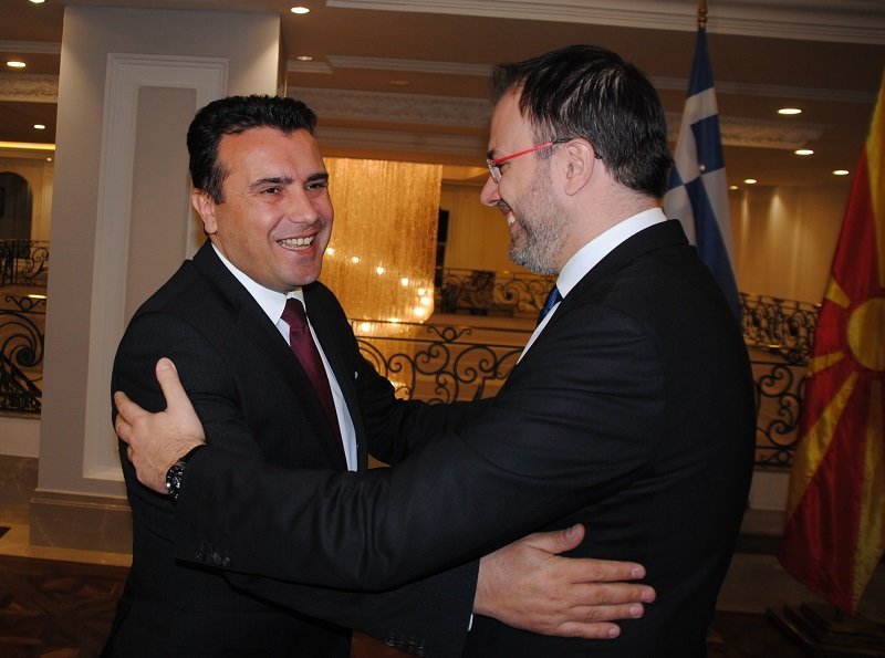 Ζόραν Ζάεφ και Θανάσης Θεοχαρόπουλος κατά την συνάντησή τους στα Σκόπια -2019-03-12