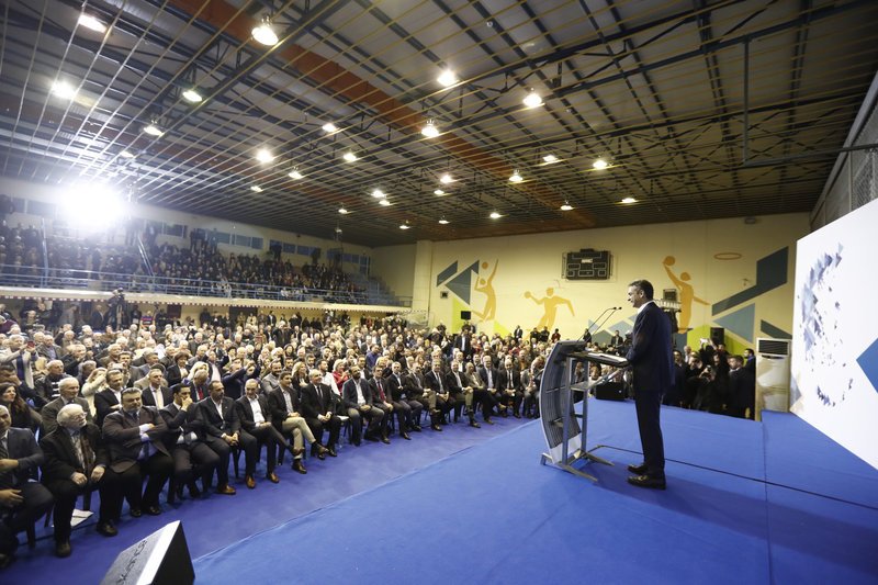Ο πρόεδρος της ΝΔ κατά τη διάρκεια της ομιλίας του