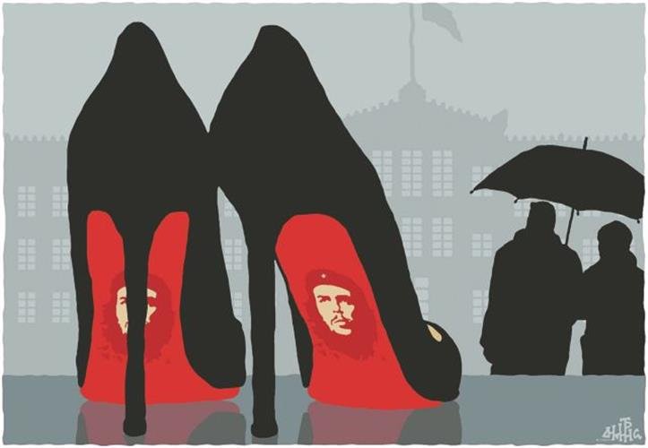 Ο Τσε Γκεβάρα στις κόκκινες σόλες των ψηλοτάκουνων Louboutin με φόντο την ελληνική Βουλή [σκίτσο] | iefimerida.gr 0