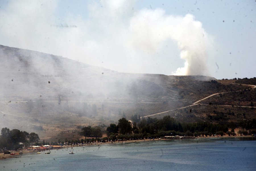 Λουόμενοι εγκαταλείπουν άρον άρον παραλία του Ναυπλίου λόγω πυρκαγιάς στη χωματερή [εικόνες] | iefimerida.gr 0