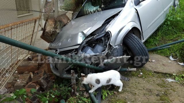 Λαμία: Αυτοκίνητο «προσγειώθηκε» στην αυλή σπιτιού [εικόνες] | iefimerida.gr 1