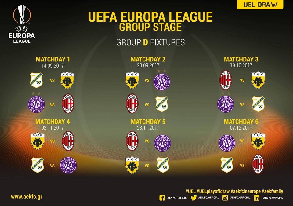 Εuropa League: Η ΑΕΚ με Μίλαν, Αούστρια Βιέννης και Ριέκα στον όμιλο | iefimerida.gr 0