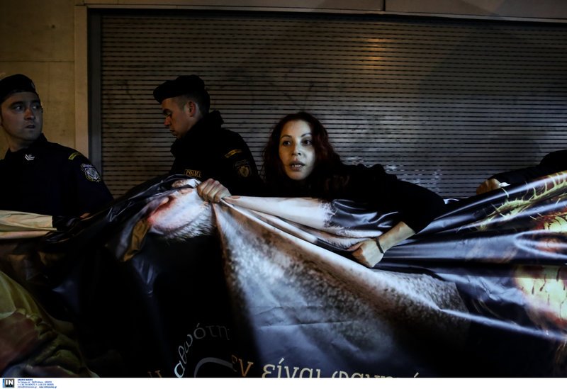  Χορτοφάγοι διαμαρτυρήθηκαν μπροστά από τη Βουλή -Την ώρα περιφοράς του Επιταφίου [εικόνες] | iefimerida.gr 0