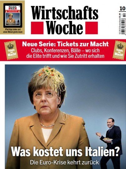 Τον Καβαλιέρε να «σερβίρει» μακαρονάδα στο κεφάλι της Μέρκελ παρουσιάζει το Wirtschafts Woche [εικόνα] | iefimerida.gr 0