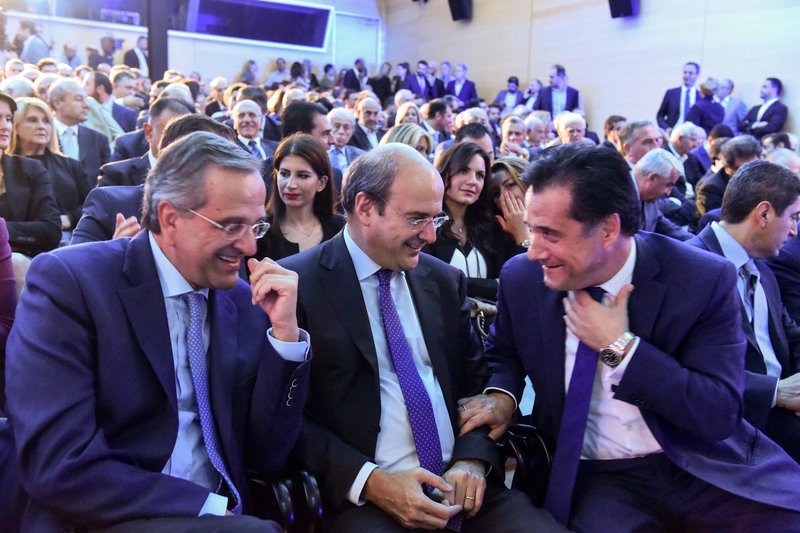 Ο Αντώνης Σαμαράς με τον Κωστή Χατζηδάκη και τον Αδωνι Γεωργιάδη