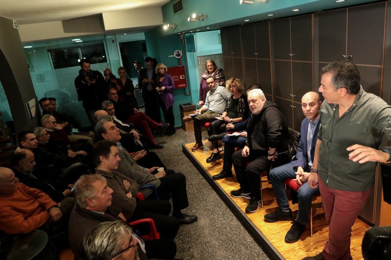 Από αριστερά: Γ. Μαυρωτάς, Γρ. Ψαριανός, Γ. Αμυράς και Στ. Θεοδωράκης -Φωτογραφία: EUROKINISSI/ΧΡΗΣΤΟΣ ΜΠΟΝΗΣ