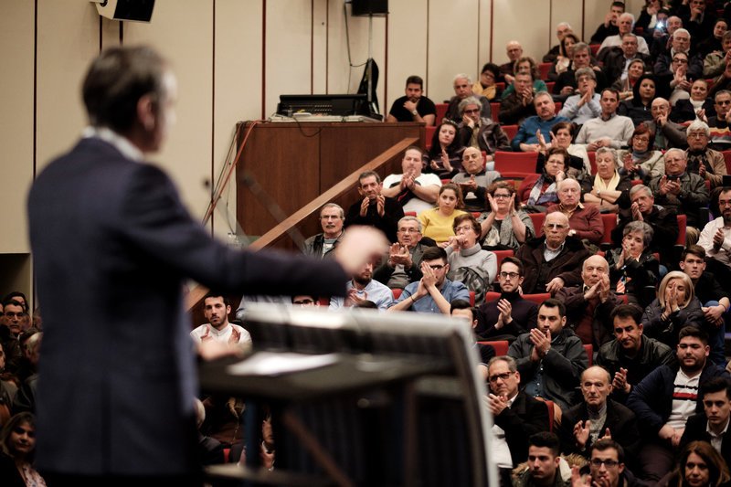 Δημοψηφισματικό χαρακτήρα στις ευρωεκλογές έδωσε από τη Λέσβο ο Κυριάκος Μητσοτάκης (EUROKINISSI/ΓΡΑΦΕΙΟ ΤΥΠΟΥ ΝΔ/ΔΗΜΗΤΡΗΣ ΠΑΠΑΜΗΤΣΟΣ)