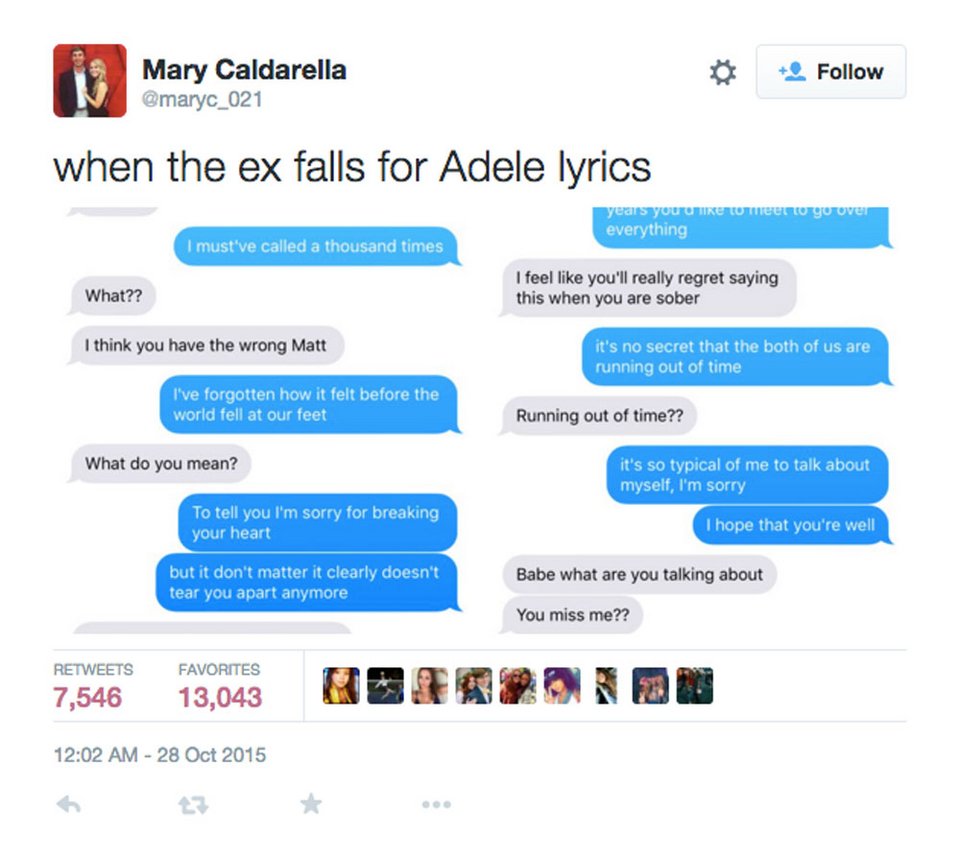 Να τι συμβαίνει αν στείλετε στον πρώην σας sms με στίχους της Αντέλ [εικόνα] | iefimerida.gr 0