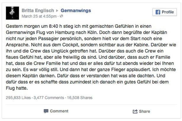Το ξέσπασμα πιλότου της Germanwings μια μέρα μετά την τραγωδία: Θα σας πάω σπίτι σώους – Εχουμε και εμείς οικογένειες [εικόνα] | iefimerida.gr 0