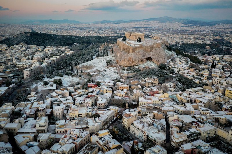 η χιονισμένη Ακρόπολη