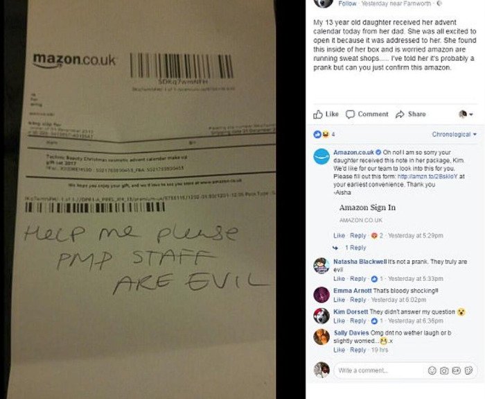 «Βοήθησέ με»: Βρήκε σημείωμα στο χριστουγεννιάτικο δώρο της από την Amazon [εικόνα] | iefimerida.gr 0